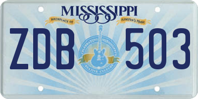 MS license plate ZDB503
