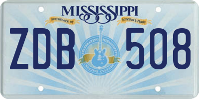 MS license plate ZDB508