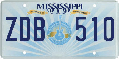 MS license plate ZDB510