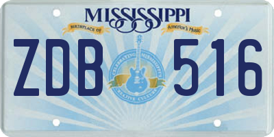 MS license plate ZDB516