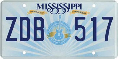MS license plate ZDB517