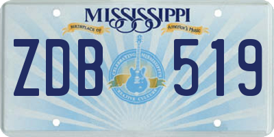 MS license plate ZDB519