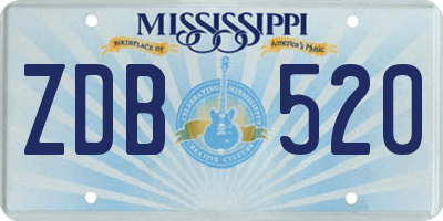 MS license plate ZDB520