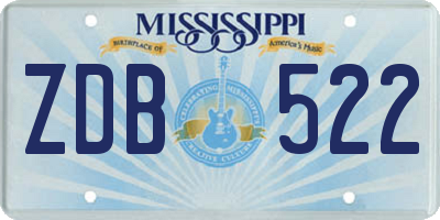 MS license plate ZDB522
