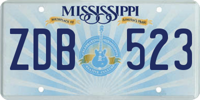 MS license plate ZDB523