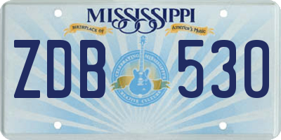 MS license plate ZDB530