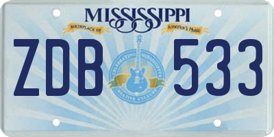 MS license plate ZDB533