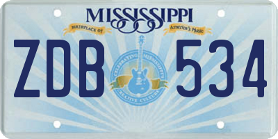 MS license plate ZDB534