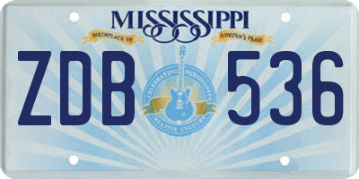 MS license plate ZDB536