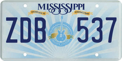 MS license plate ZDB537