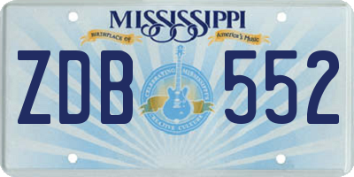 MS license plate ZDB552