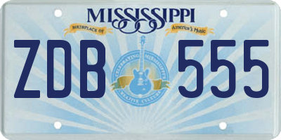 MS license plate ZDB555