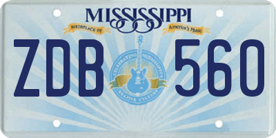 MS license plate ZDB560