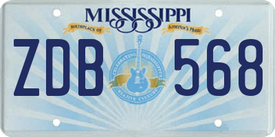 MS license plate ZDB568