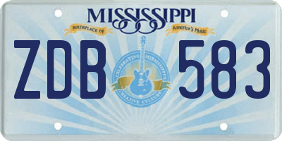 MS license plate ZDB583