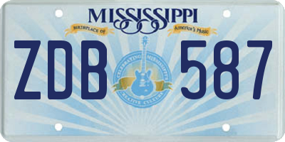 MS license plate ZDB587