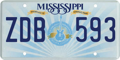 MS license plate ZDB593
