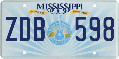 MS license plate ZDB598
