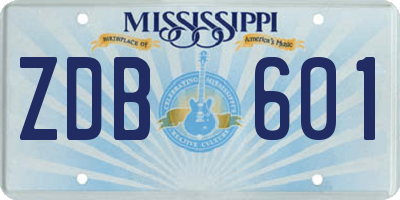 MS license plate ZDB601
