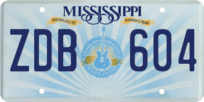 MS license plate ZDB604