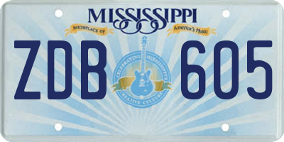 MS license plate ZDB605
