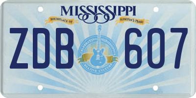 MS license plate ZDB607