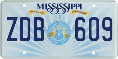 MS license plate ZDB609