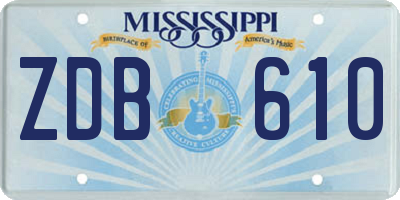 MS license plate ZDB610