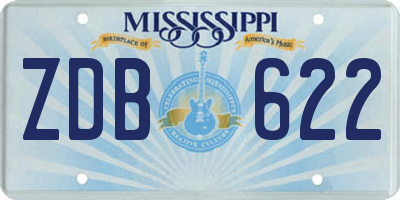MS license plate ZDB622