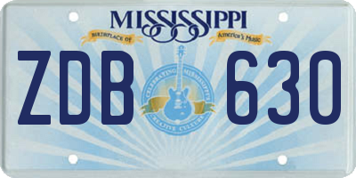 MS license plate ZDB630