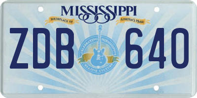 MS license plate ZDB640