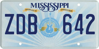 MS license plate ZDB642