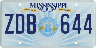 MS license plate ZDB644