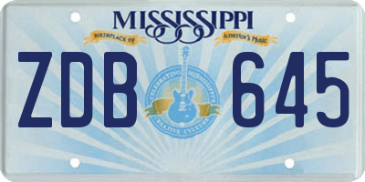 MS license plate ZDB645