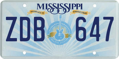 MS license plate ZDB647
