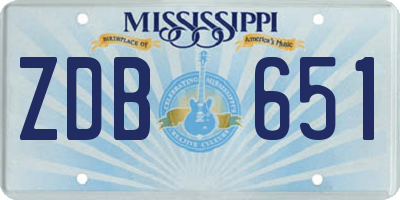 MS license plate ZDB651