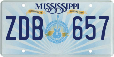 MS license plate ZDB657
