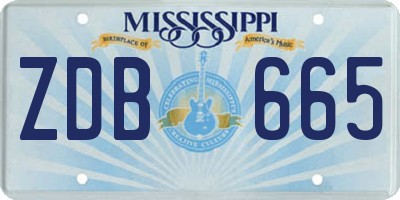 MS license plate ZDB665