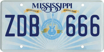 MS license plate ZDB666