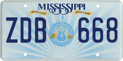 MS license plate ZDB668