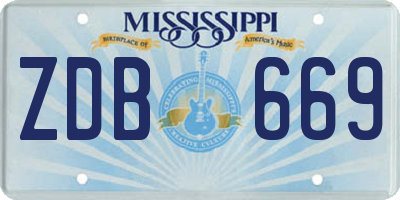 MS license plate ZDB669