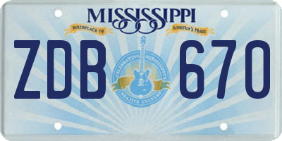 MS license plate ZDB670