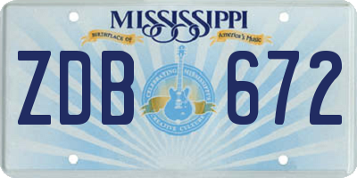 MS license plate ZDB672