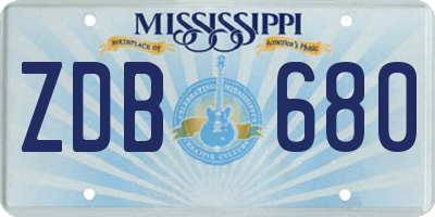 MS license plate ZDB680