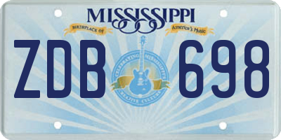 MS license plate ZDB698
