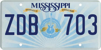 MS license plate ZDB703