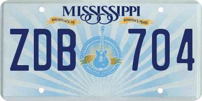 MS license plate ZDB704