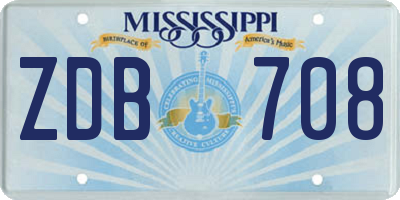 MS license plate ZDB708