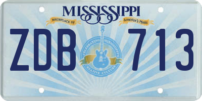 MS license plate ZDB713