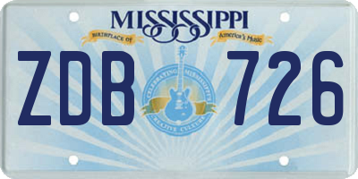 MS license plate ZDB726